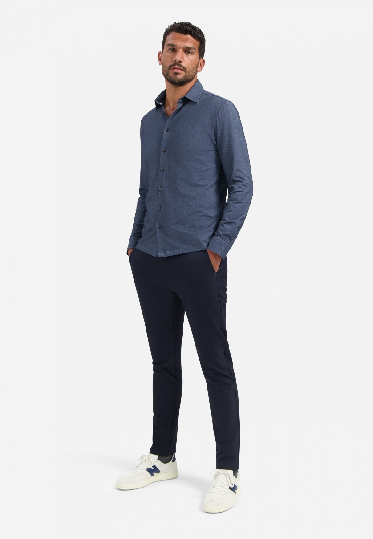 Melange jersey shirt | Washed Blue