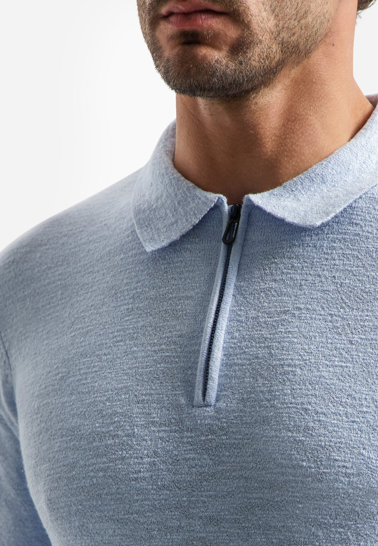 Knitted polo shirt with zip | Blue