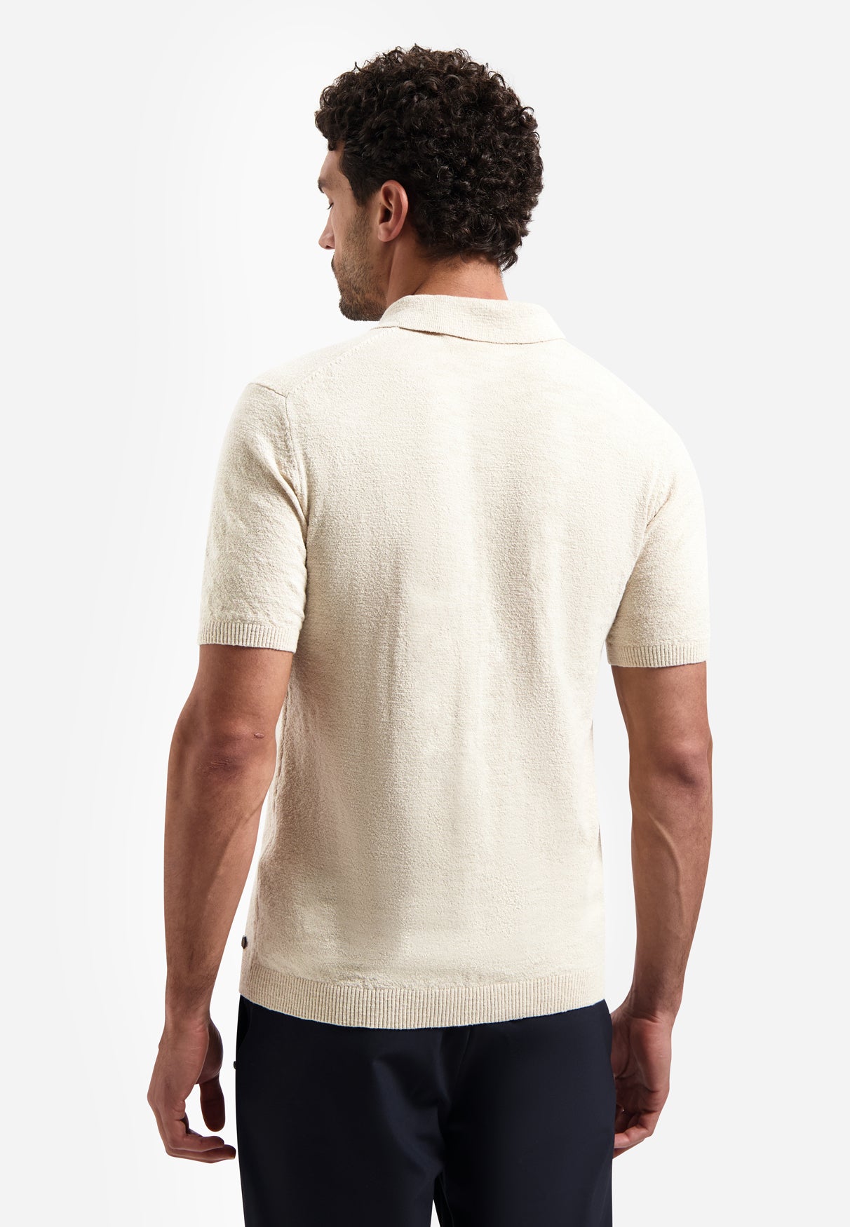 Knitted polo shirt with zip | Desert