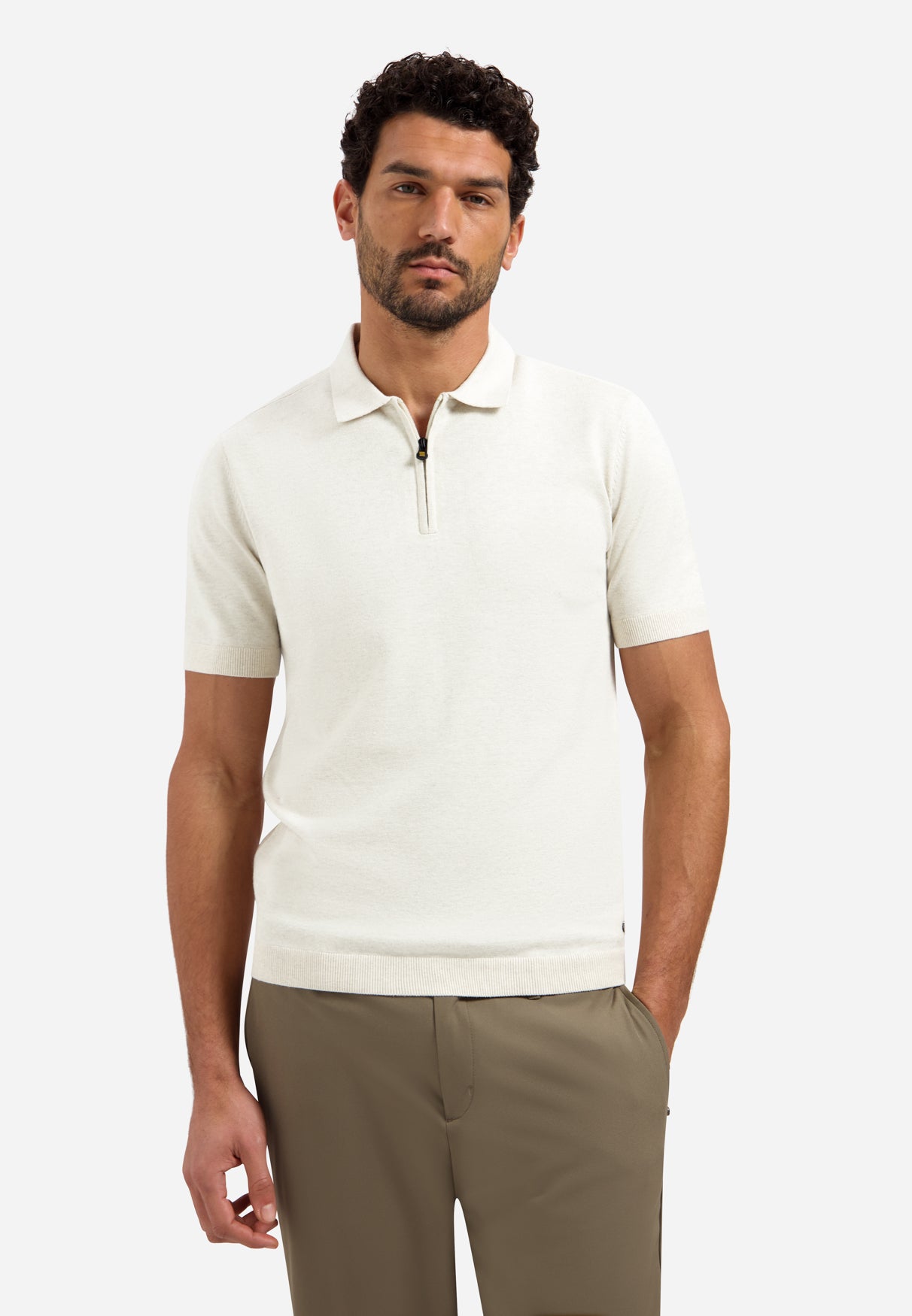 Poloshirt aus Strick mit halbem Reißverschluss | Kit Melange