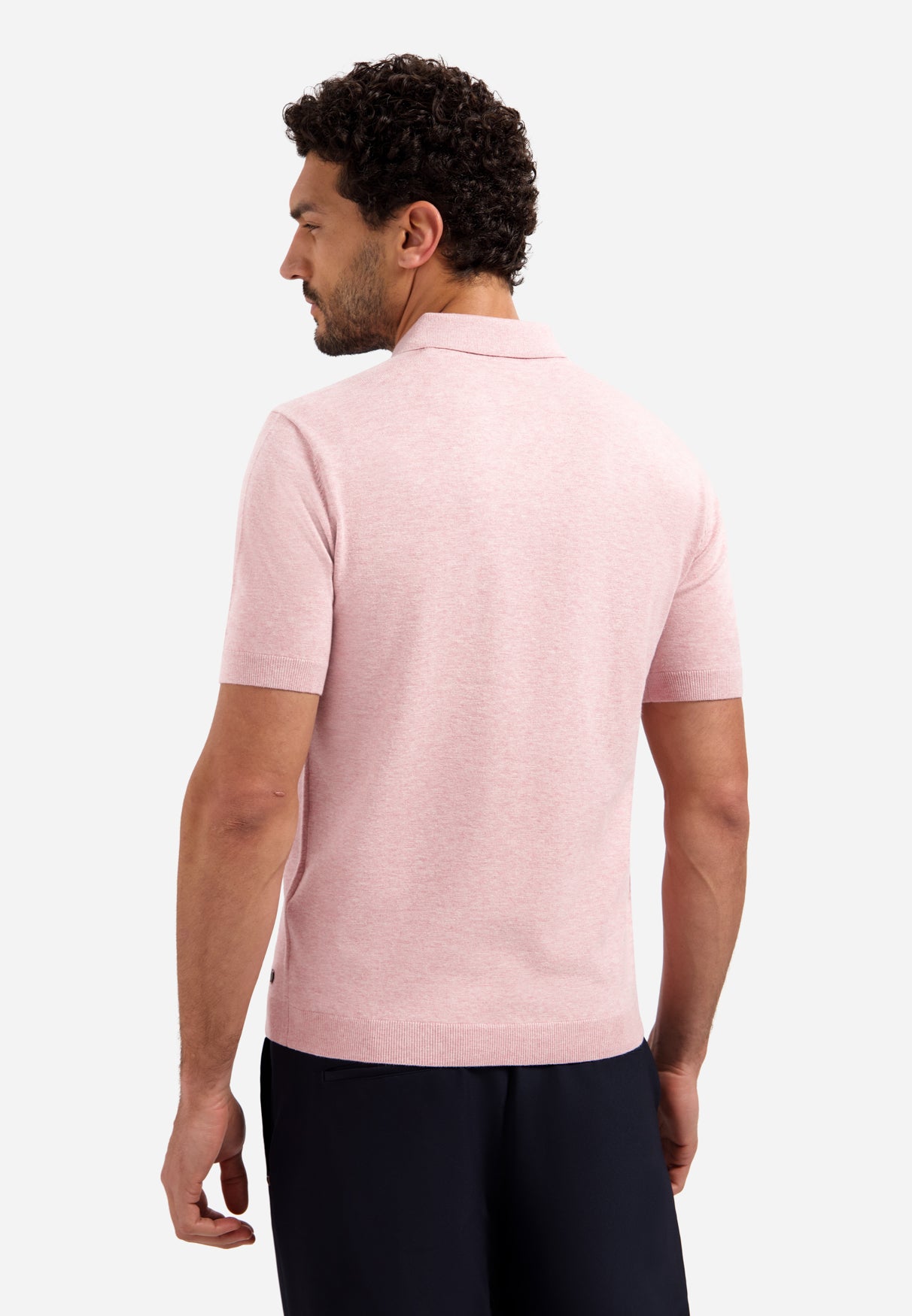 Poloshirt aus Strick mit halbem Reißverschluss | Light Mauve