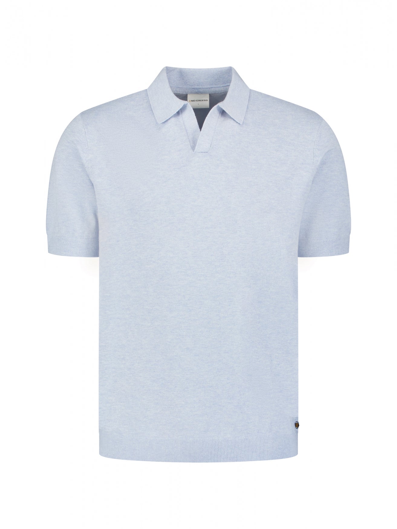 Knitted polo shirt with V-neck | Blue