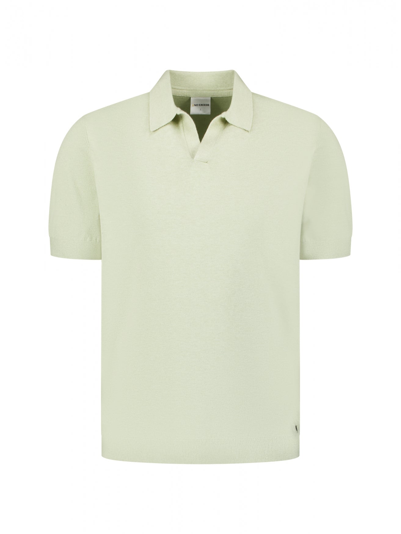 Knitted polo shirt with V-neck | Green