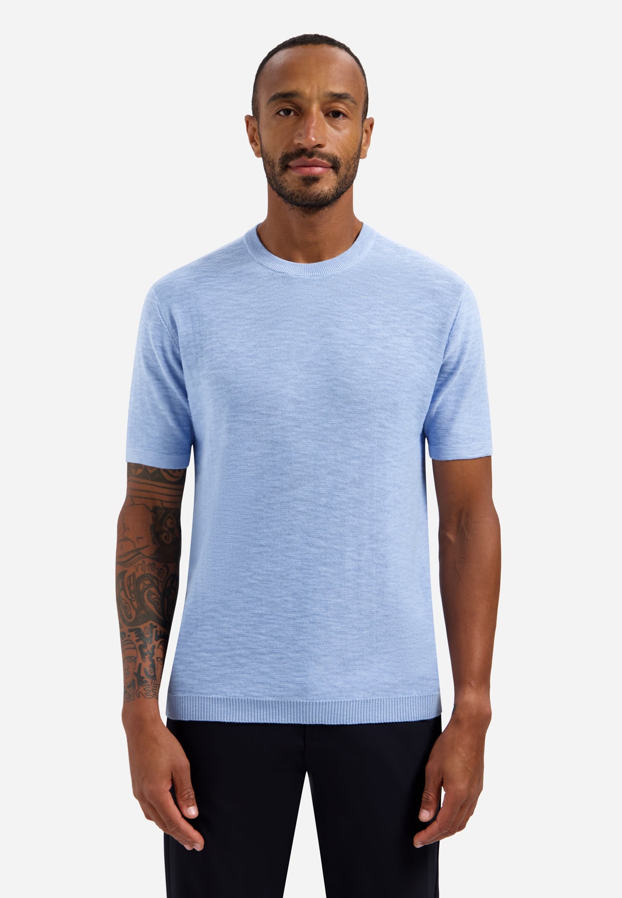 Strick-Slub-T-Shirt | Blue
