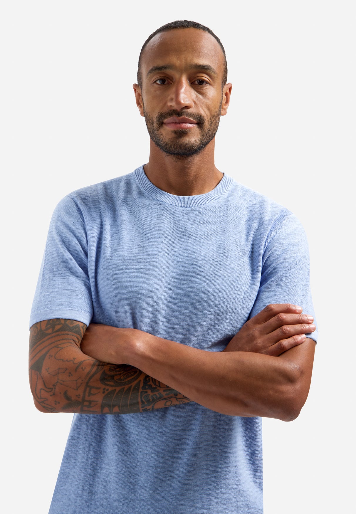 Strick-Slub-T-Shirt | Blue