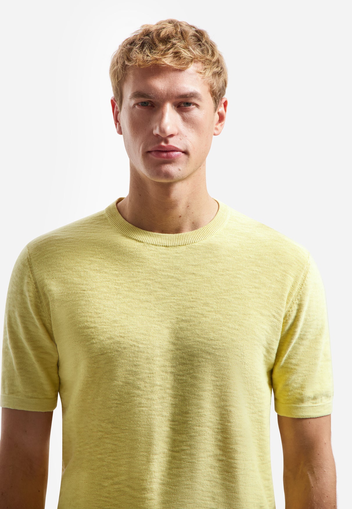 Strick-Slub-T-Shirt | Yellow