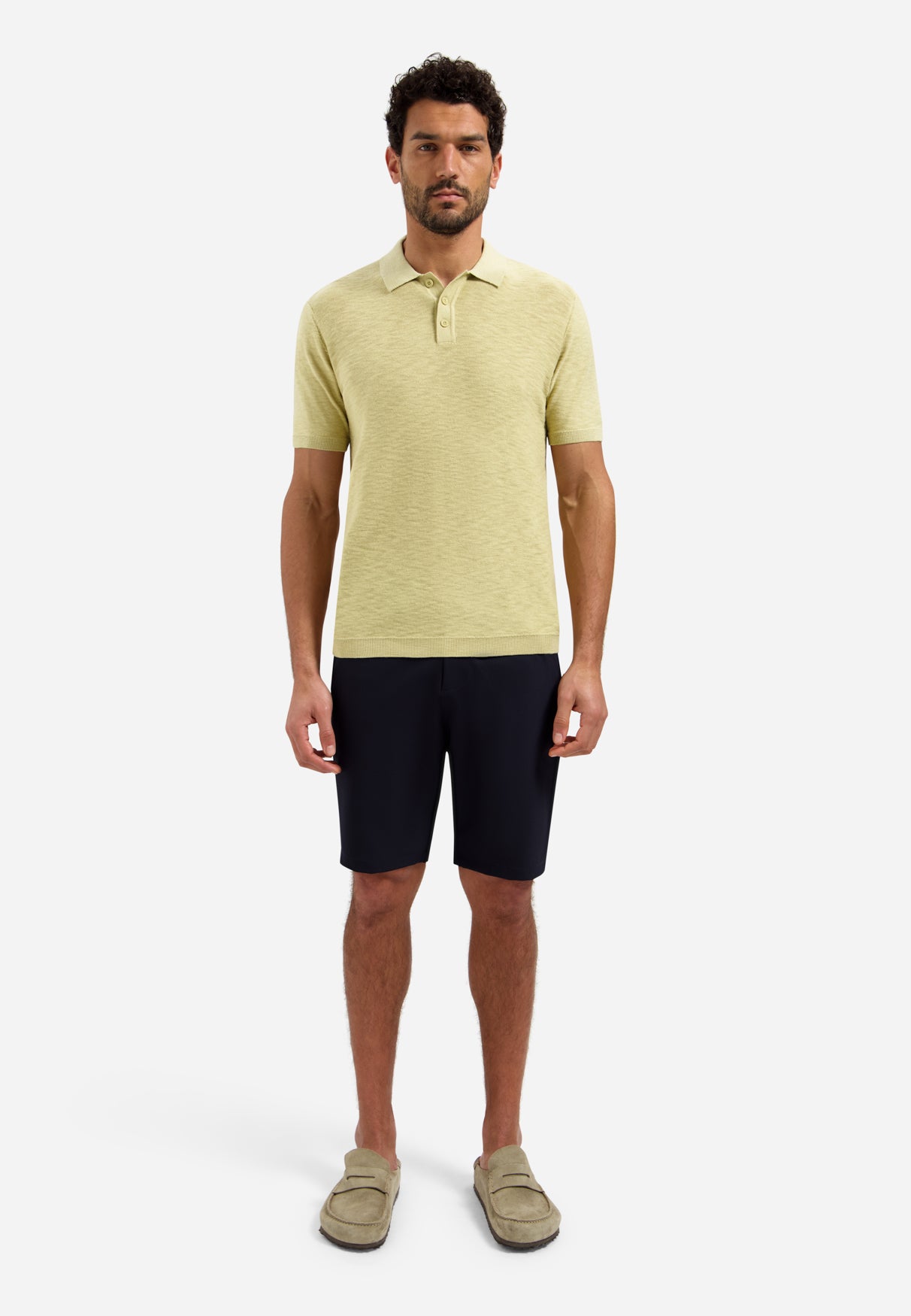 Strick-Slub-Poloshirt mit Knöpfen | Yellow