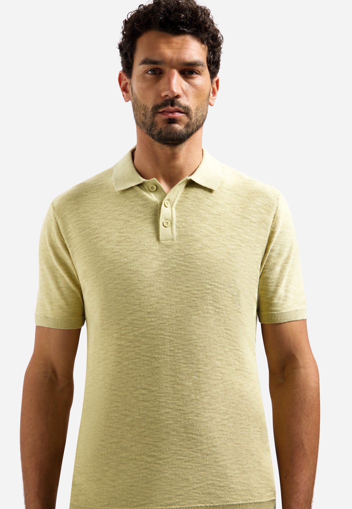 Strick-Slub-Poloshirt mit Knöpfen | Yellow