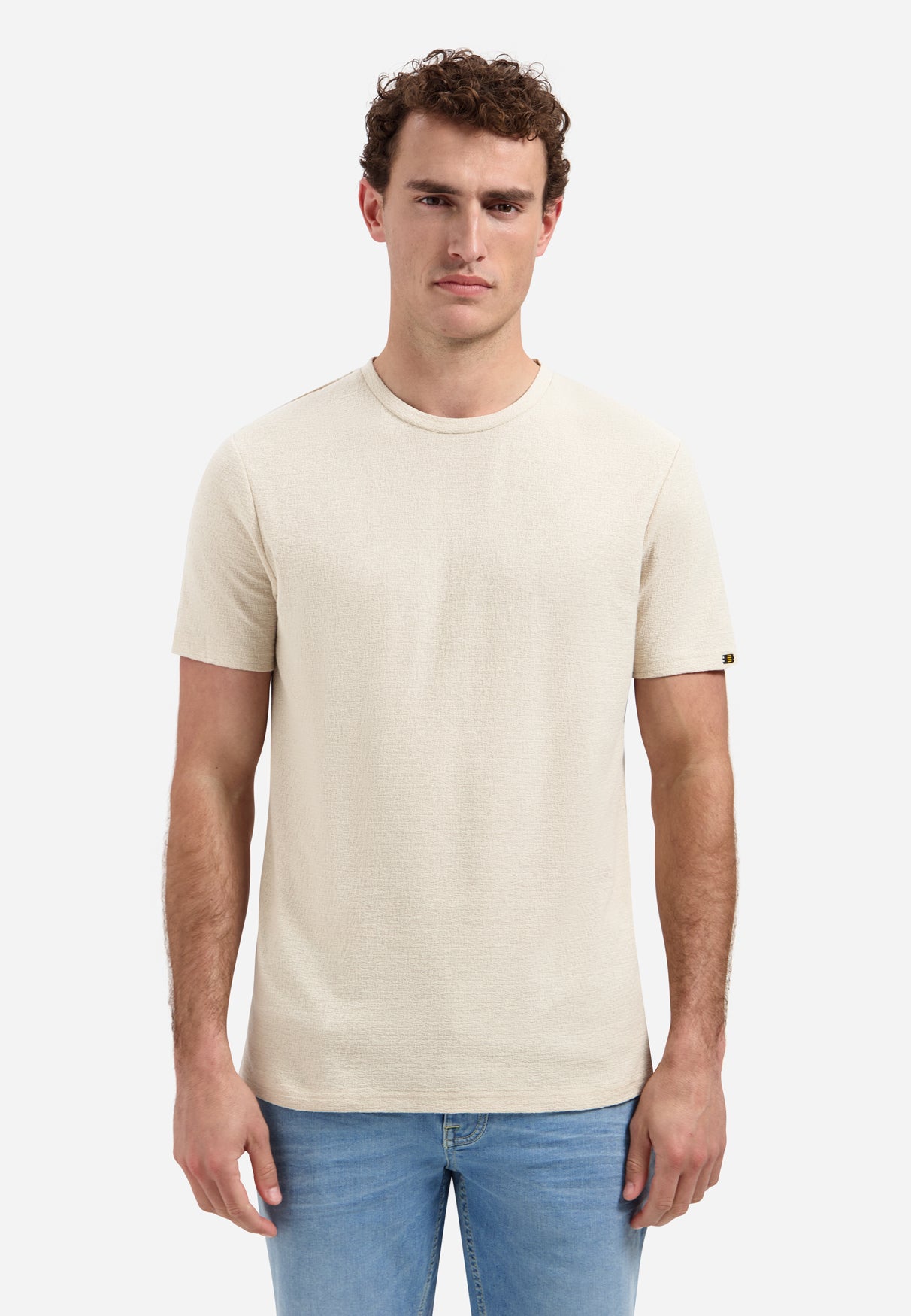 Einfarbiges T-Shirt mit Rundhalsausschnitt | Desert
