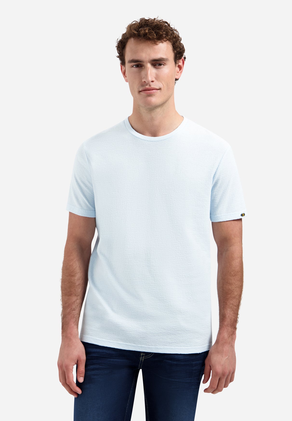 Einfarbiges T-Shirt mit Rundhalsausschnitt | Sky