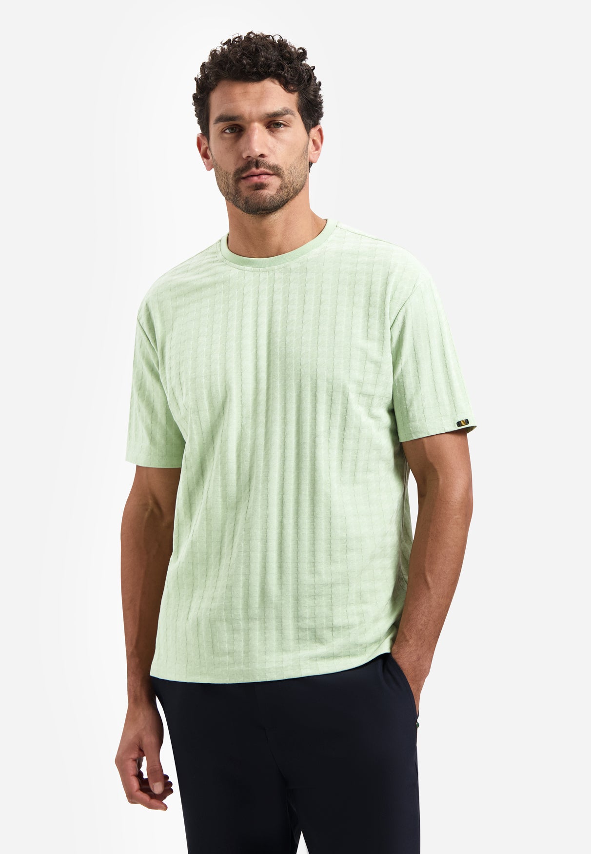 Plain T-shirt with relief texture | Green