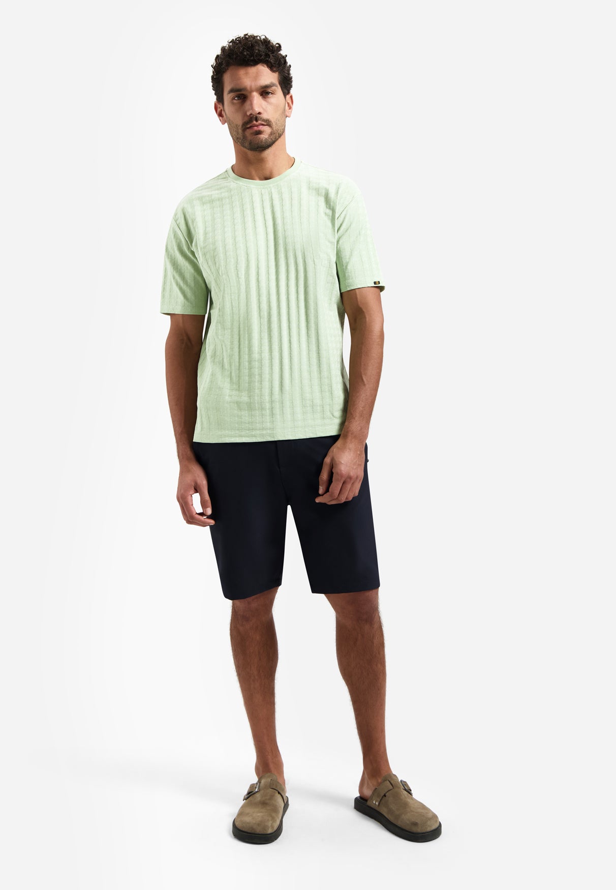 Plain T-shirt with relief texture | Green