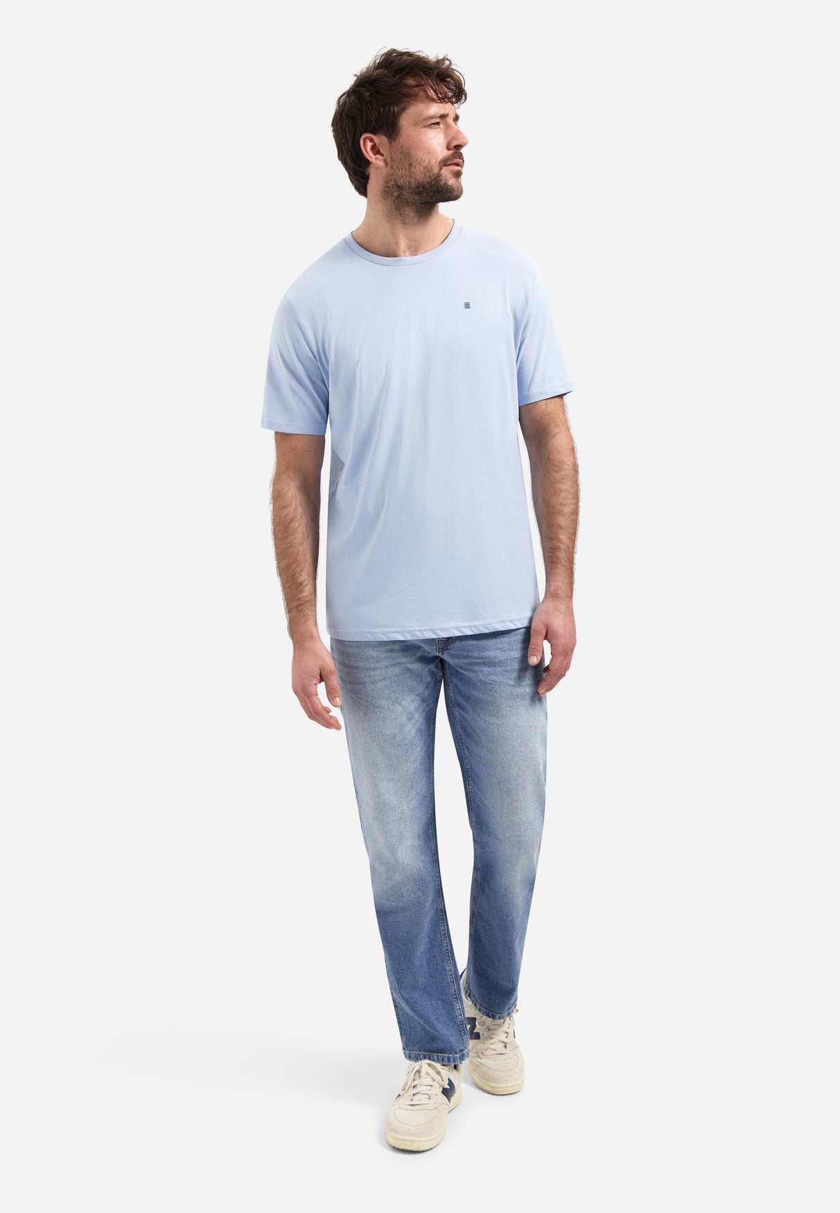 Einfarbiges Basic-T-Shirt mit Rundhalsausschnitt | Blue