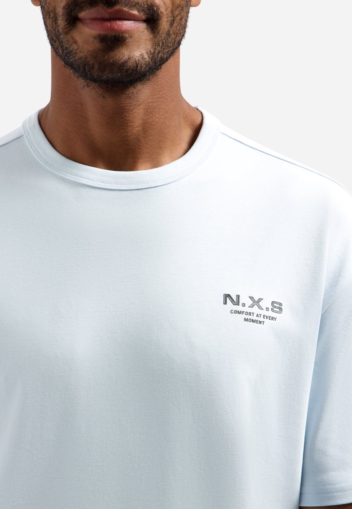 Heavy crew neck T-shirt | Sky