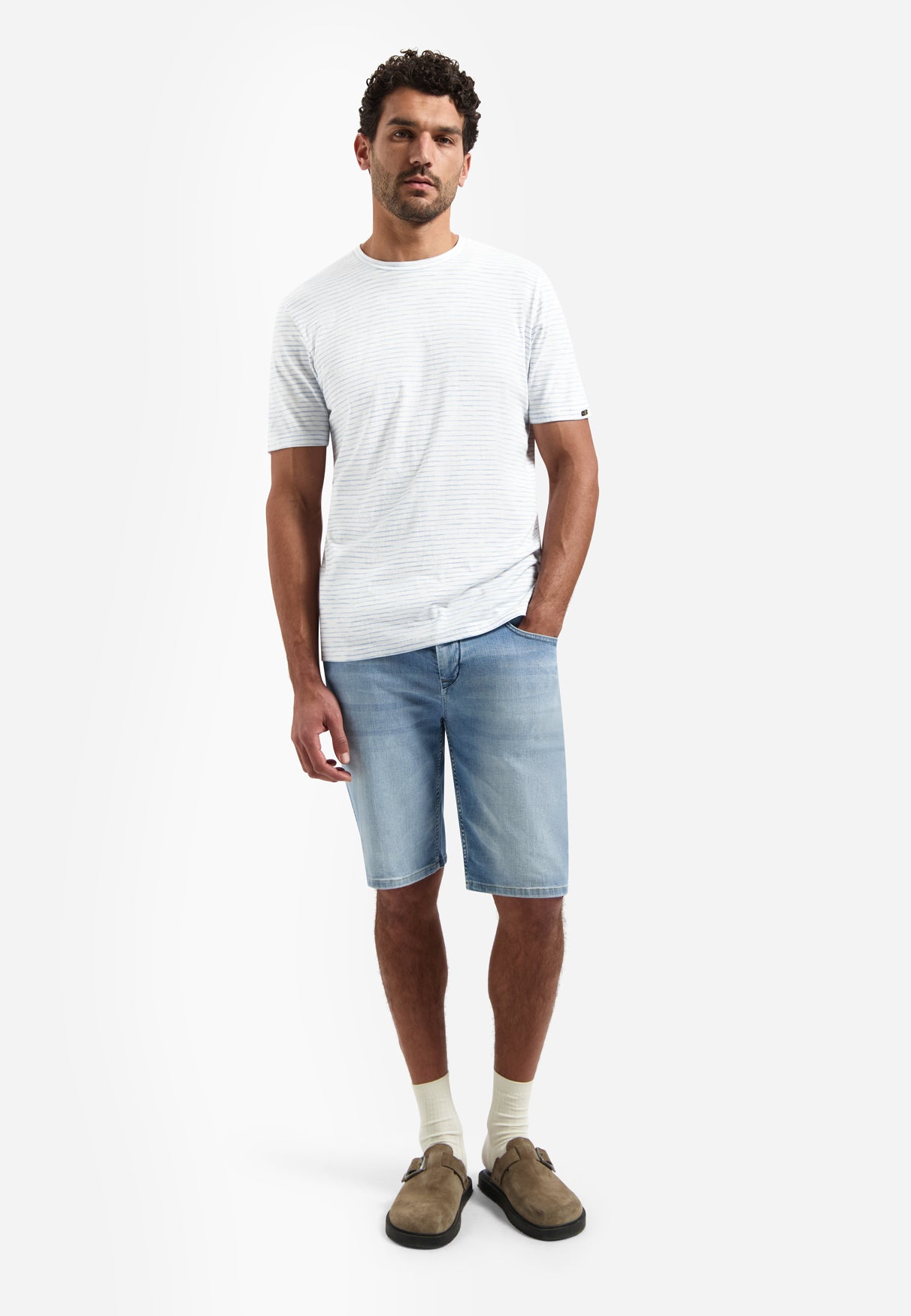 Striped T-shirt with round neck | Blue