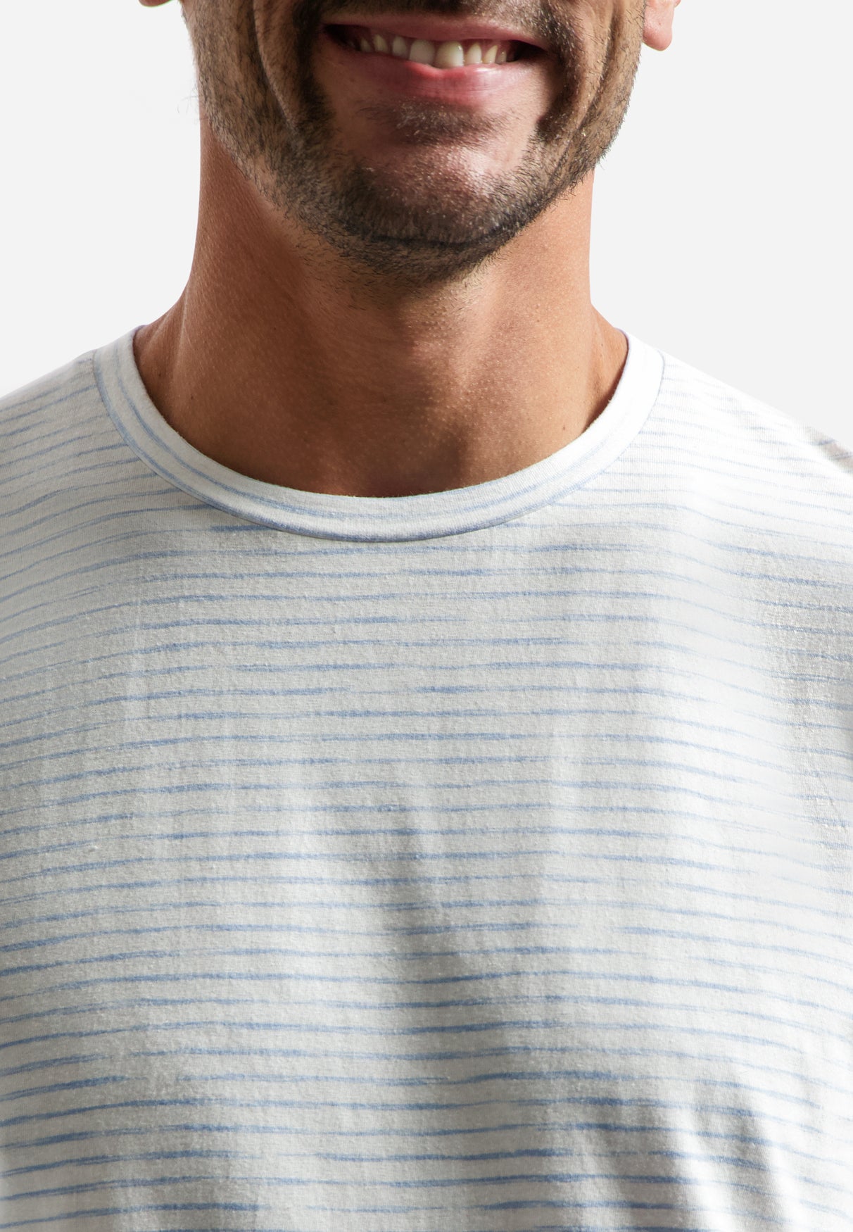 Striped T-shirt with round neck | Blue