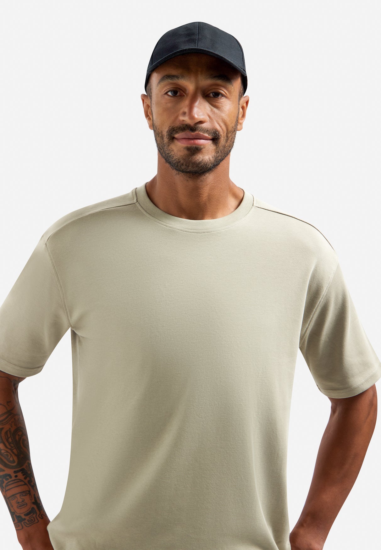 Interlock-T-Shirt mit Rundhalsausschnitt | Taupe