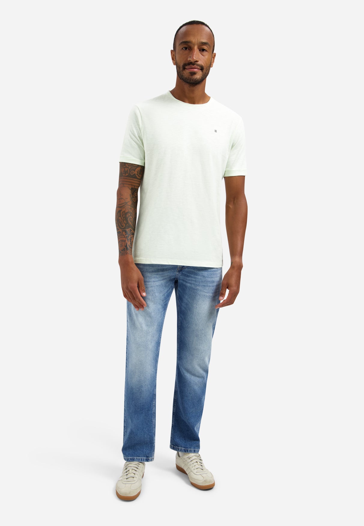 Slub T-shirt with round neck | Seagreen