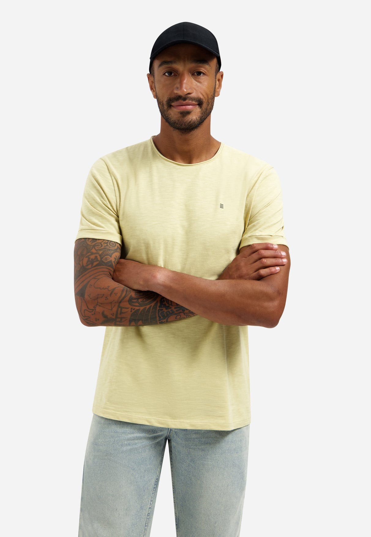 Slub-T-Shirt mit Rundhalsausschnitt | Gelb