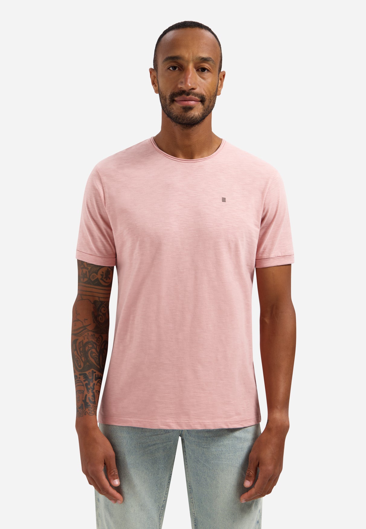 Slub-T-Shirt mit Rundhalsausschnitt | Hellmauve