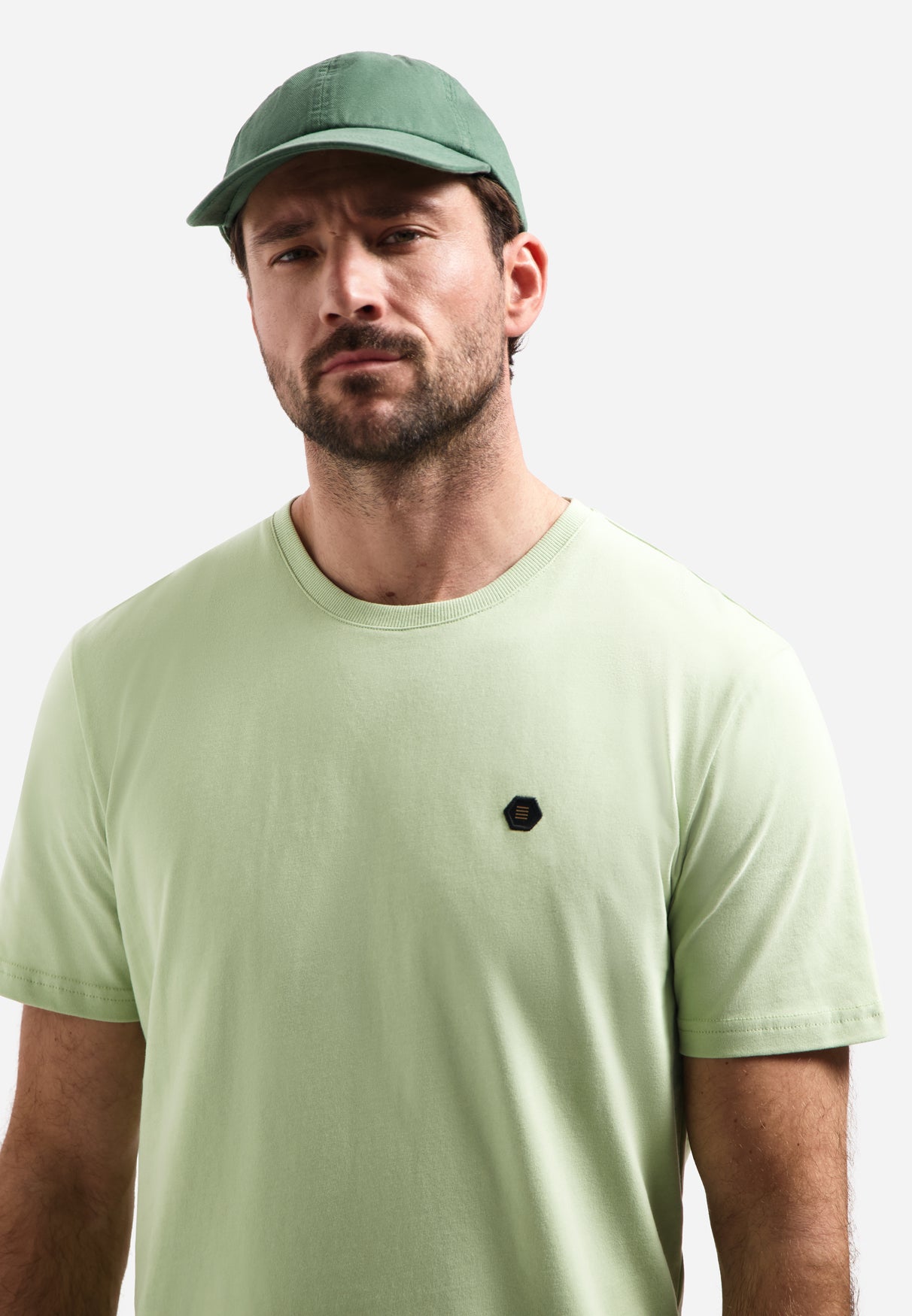 Peached T-shirt with round neck | Green