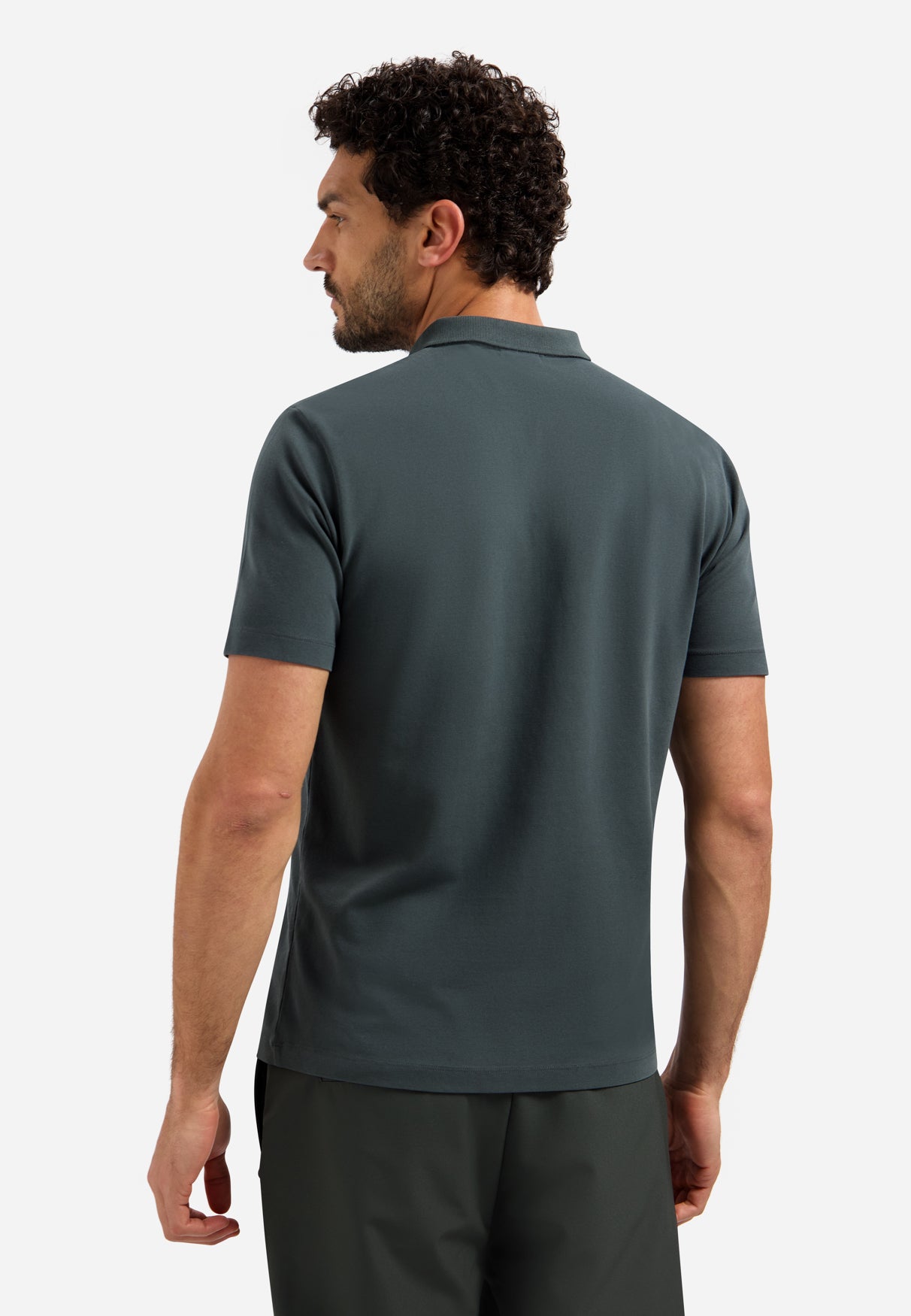 Basic polo shirt with V-neck | Dark Steel