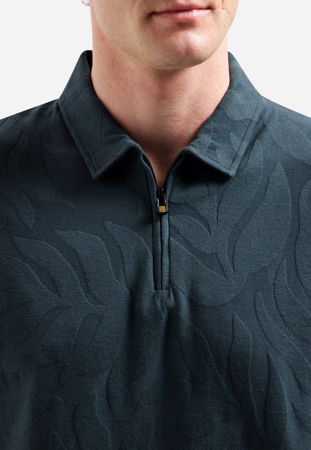 Jacquard polo shirt with half-zip | Dark Steel