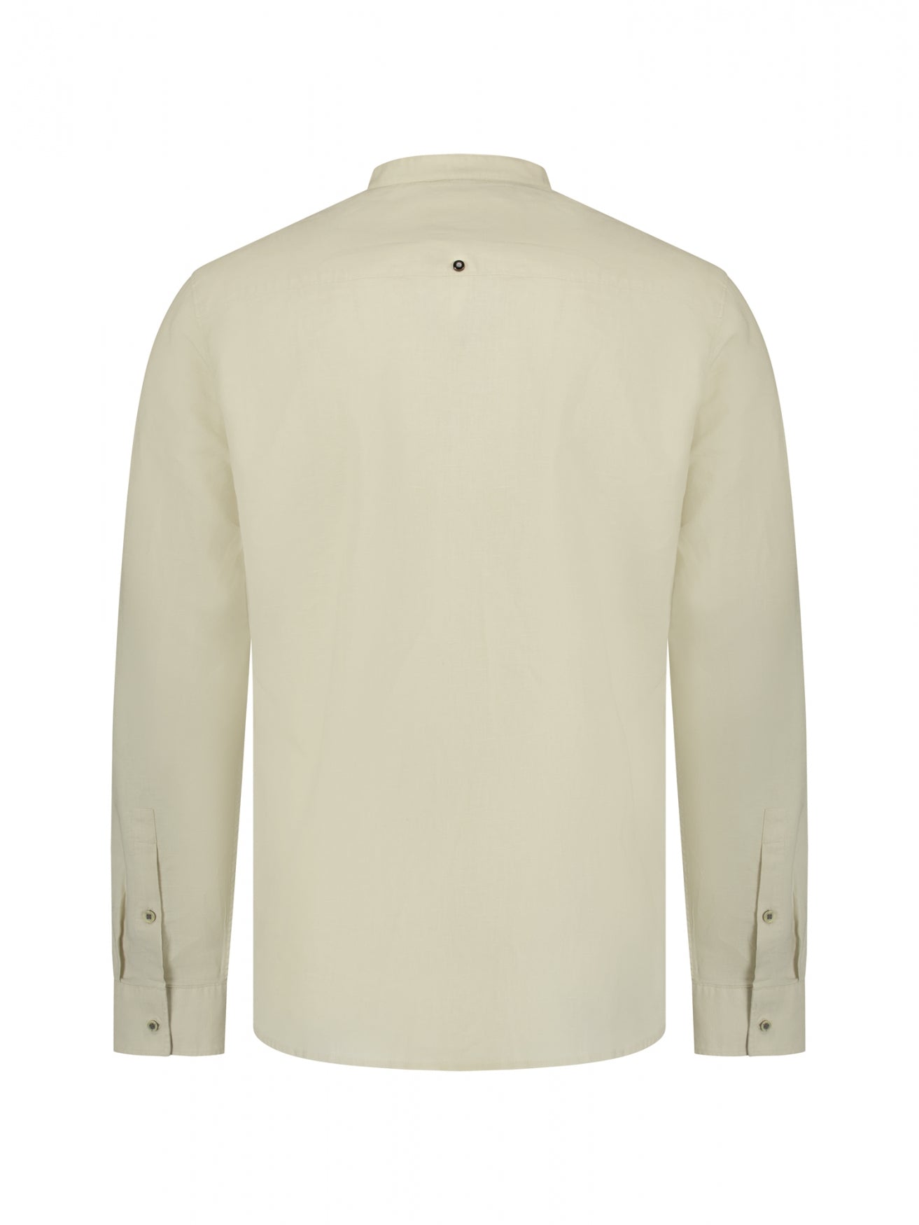 Linen-blend shirt with a stand-up collar. | Desert