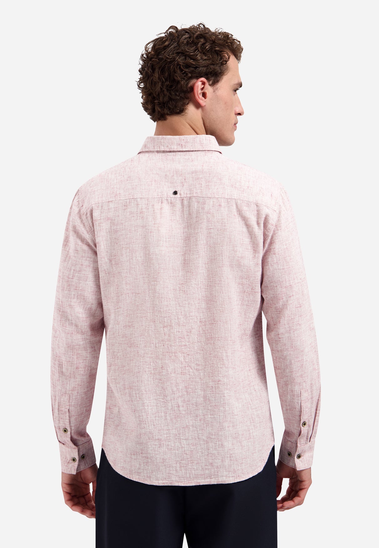 Two-tone linen blend shirt | Mauve