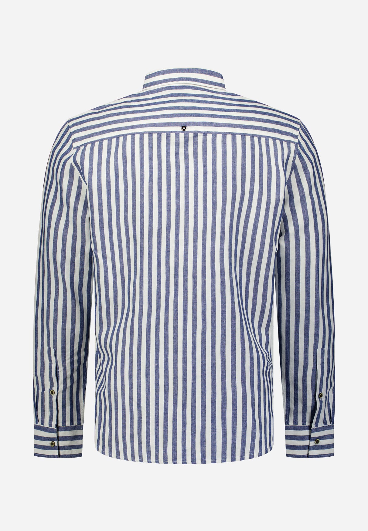 Hemd aus Leinenmischung mit breiten Streifen | Indigo Blue