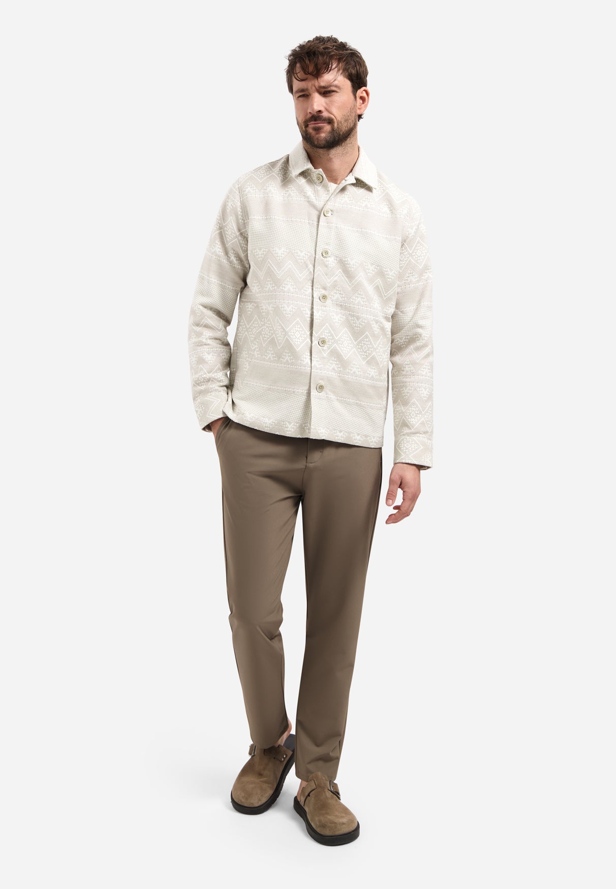 Jacquard overshirt | Taupe