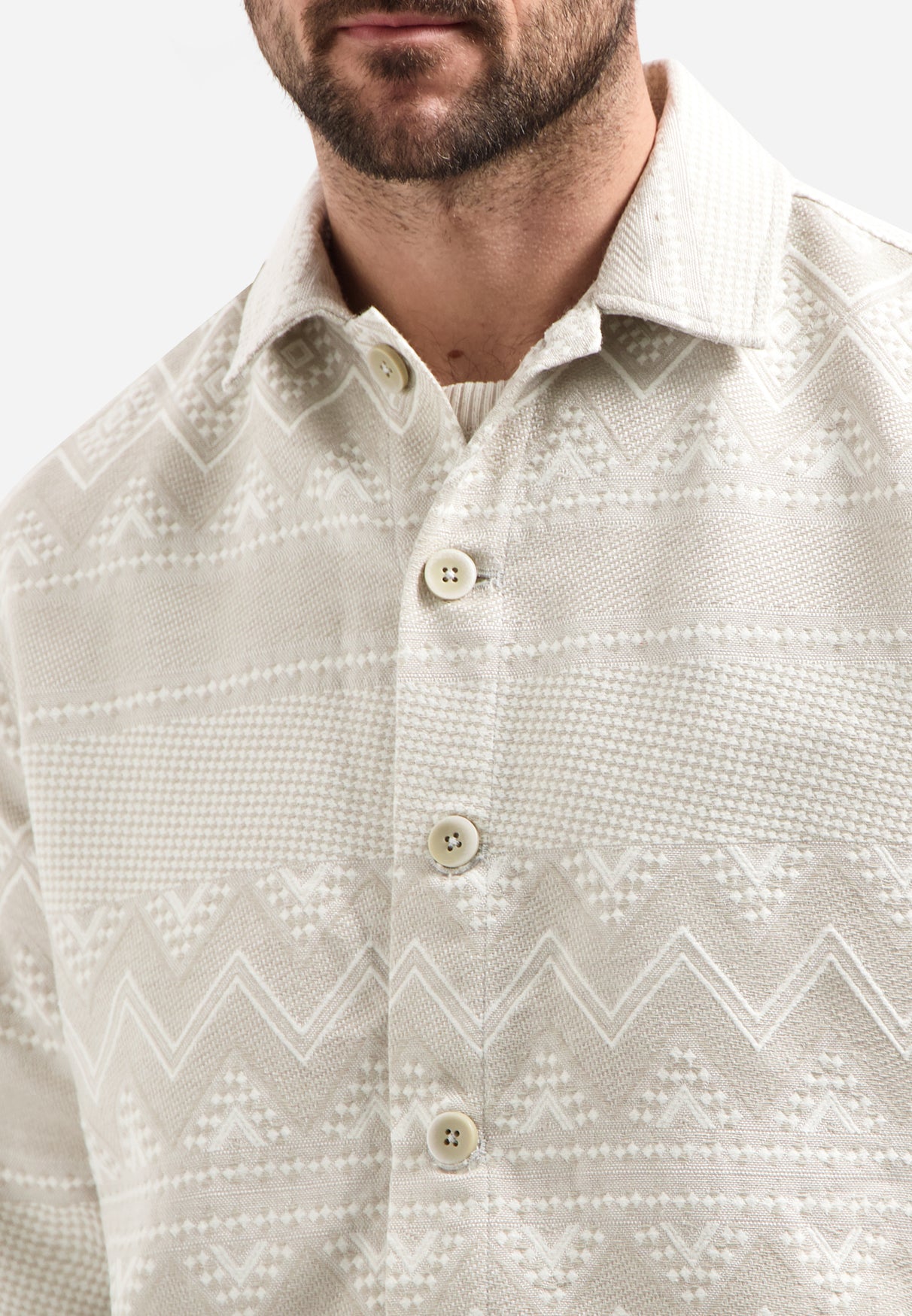 Jacquard-Overshirt | Taupe