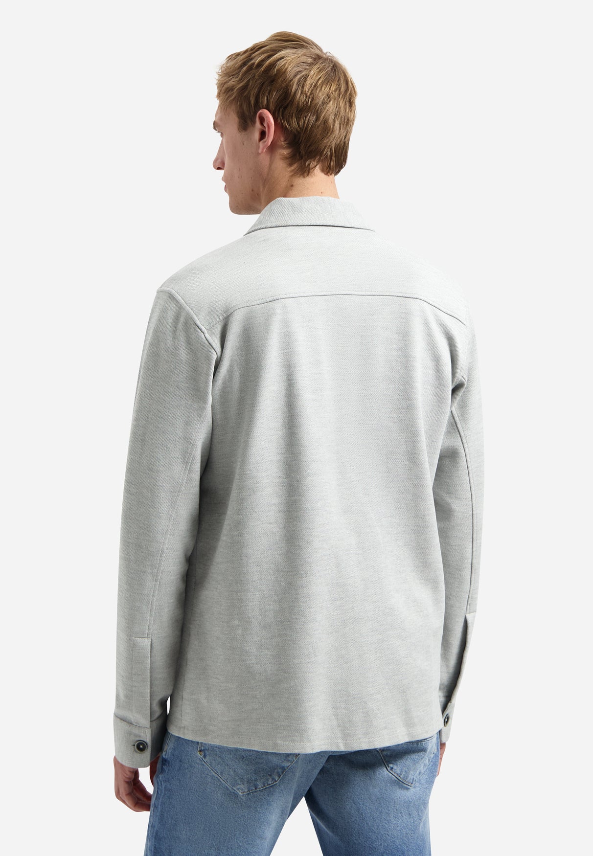 Jersey twill overshirt | Grey Melange