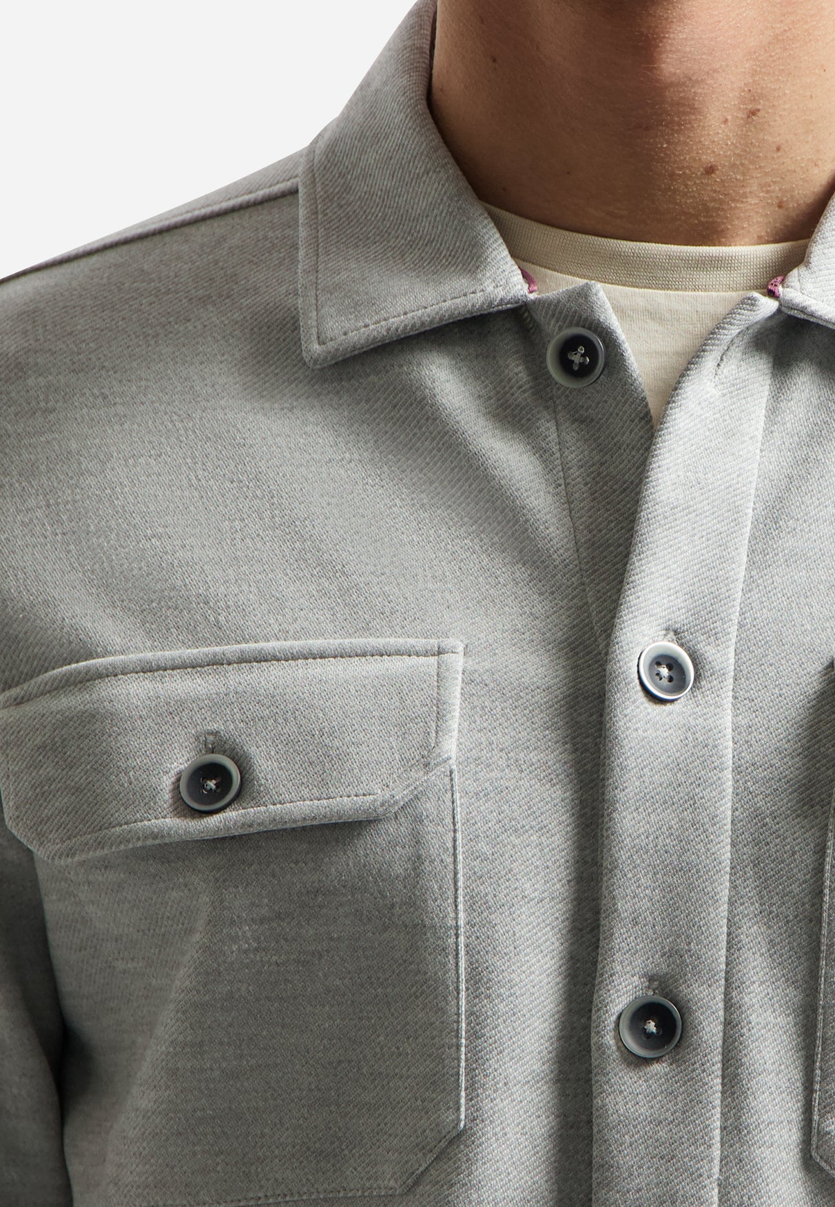 Jersey twill overshirt | Grey Melange