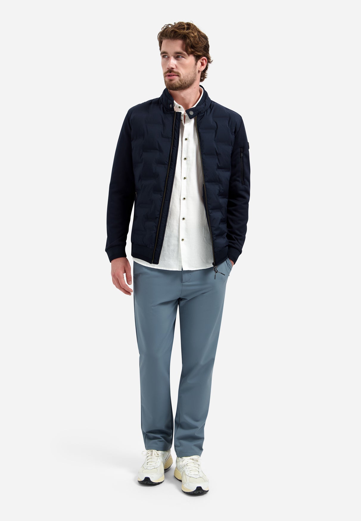 Short padded jacket with knit details | Night