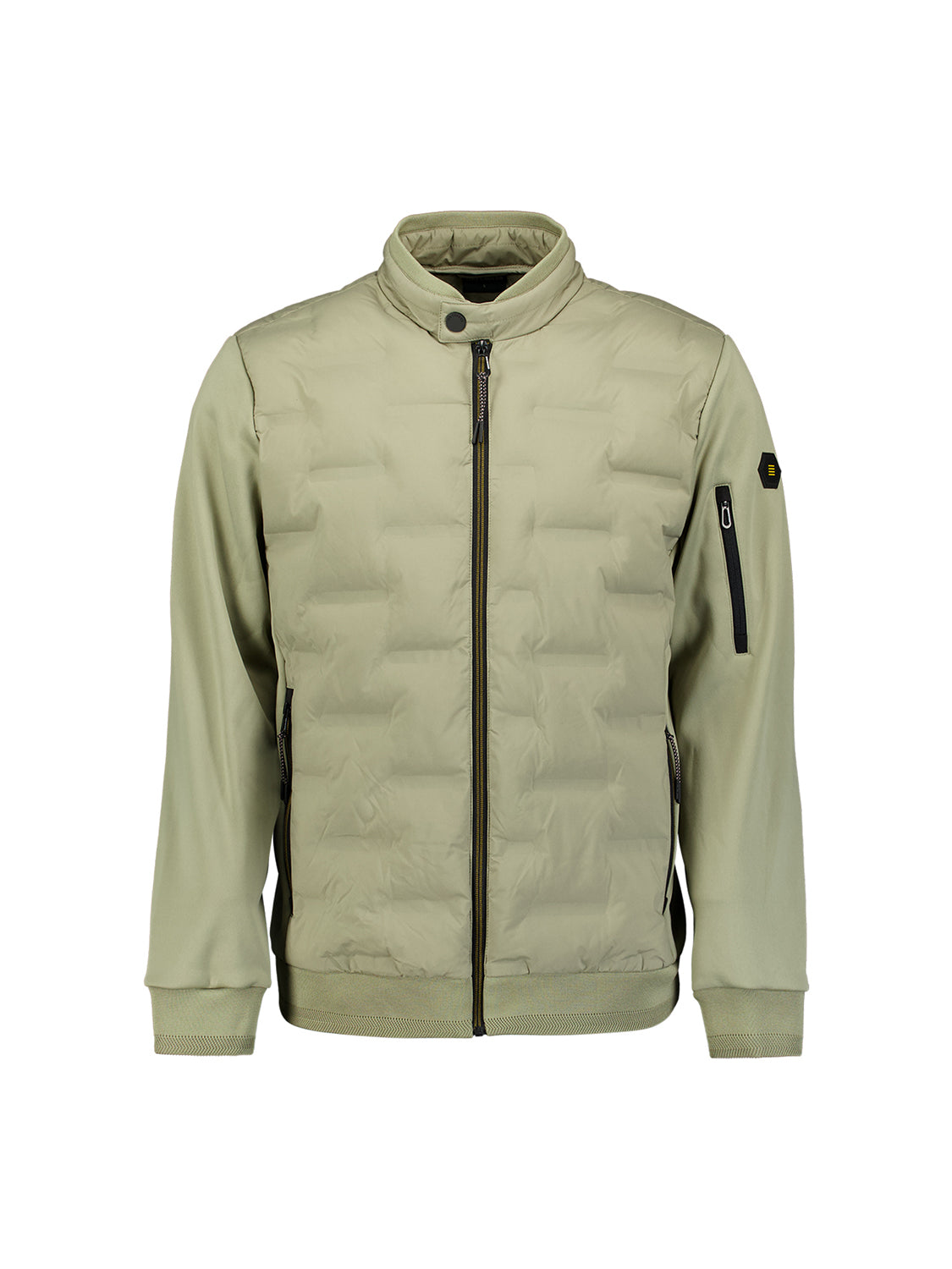 Short padded jacket with knit details | Light Army