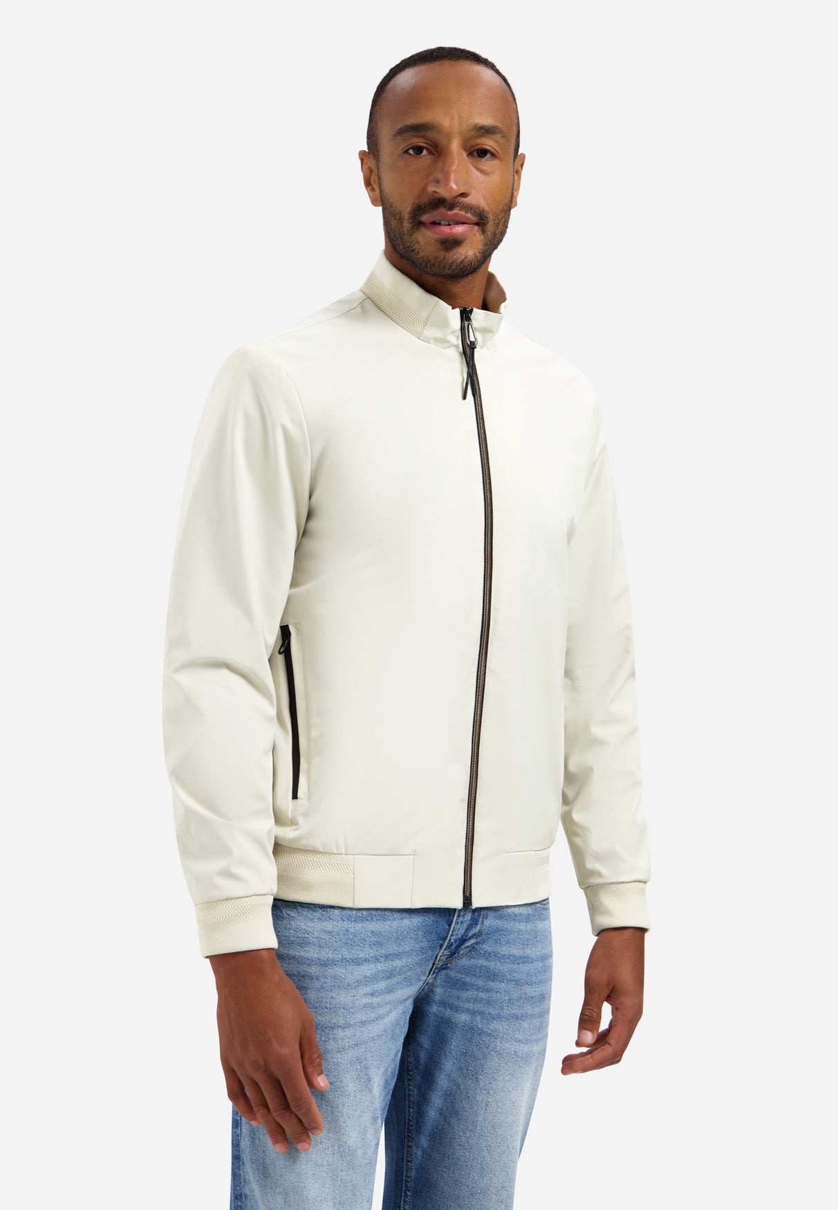 Sommerjacke mit geripptem Kragen | Stone