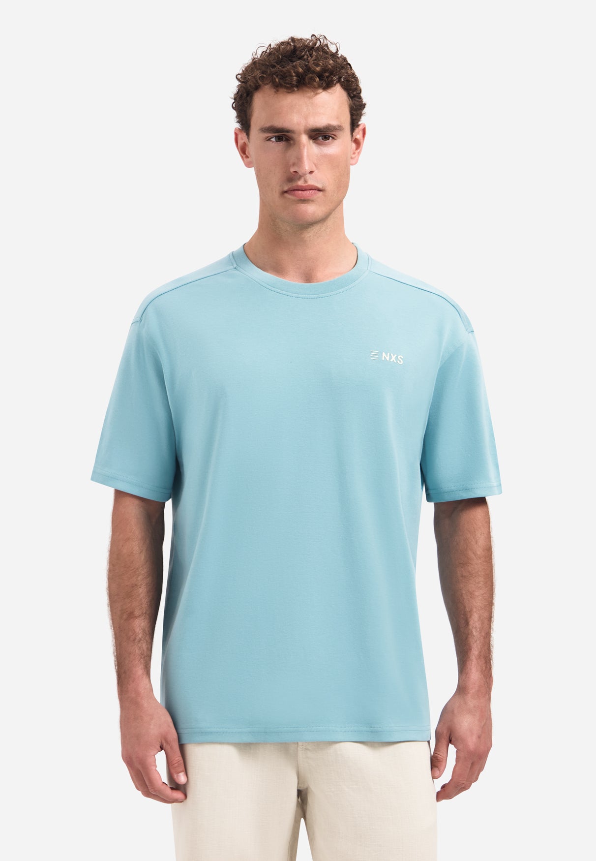 Kurzärmeliges T-Shirt mit Rundhalsausschnitt und Rückenprint | Seablue
