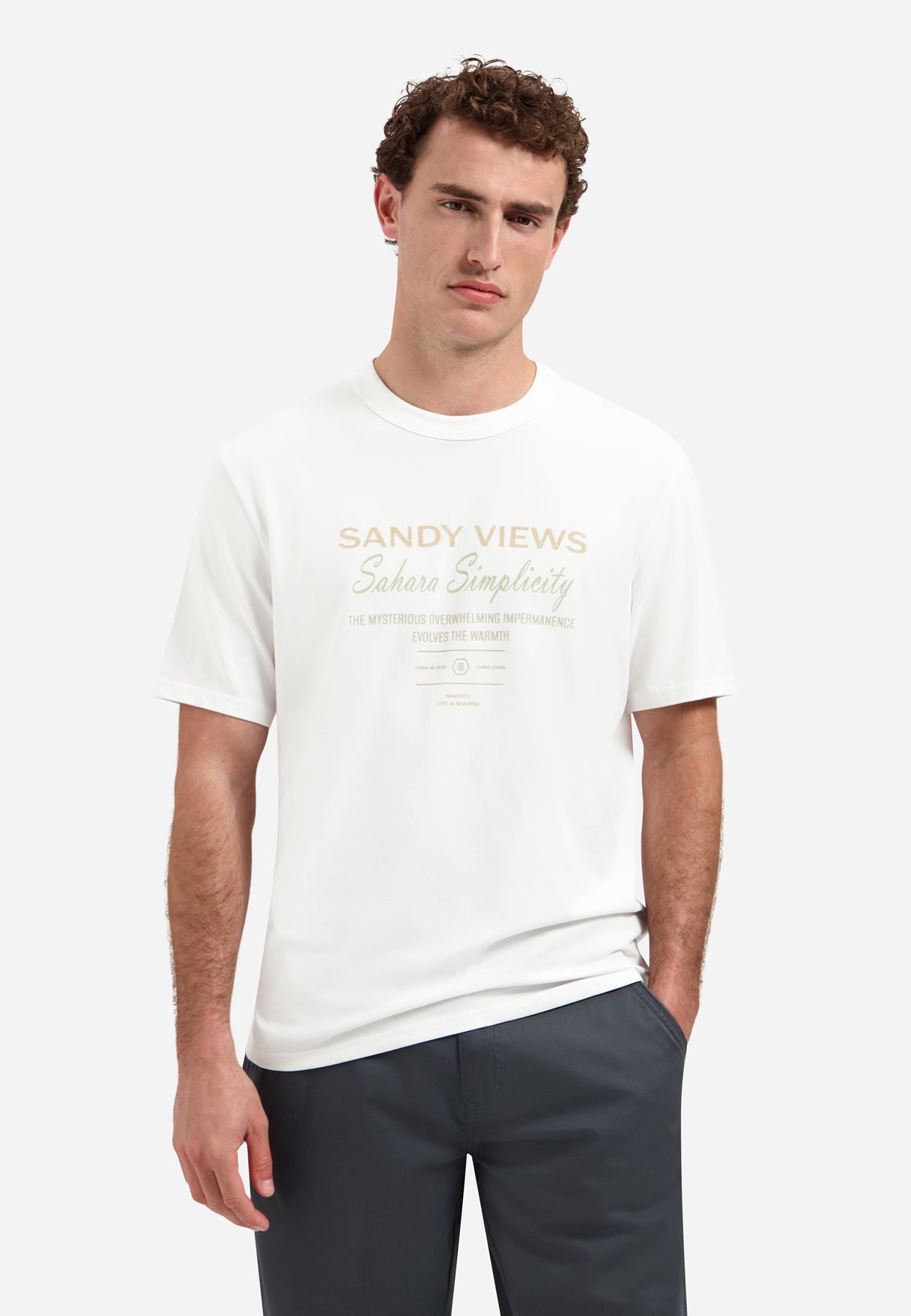 T-Shirt mit Rundhalsausschnitt und kurzen Ärmeln mit Aufdruck | White