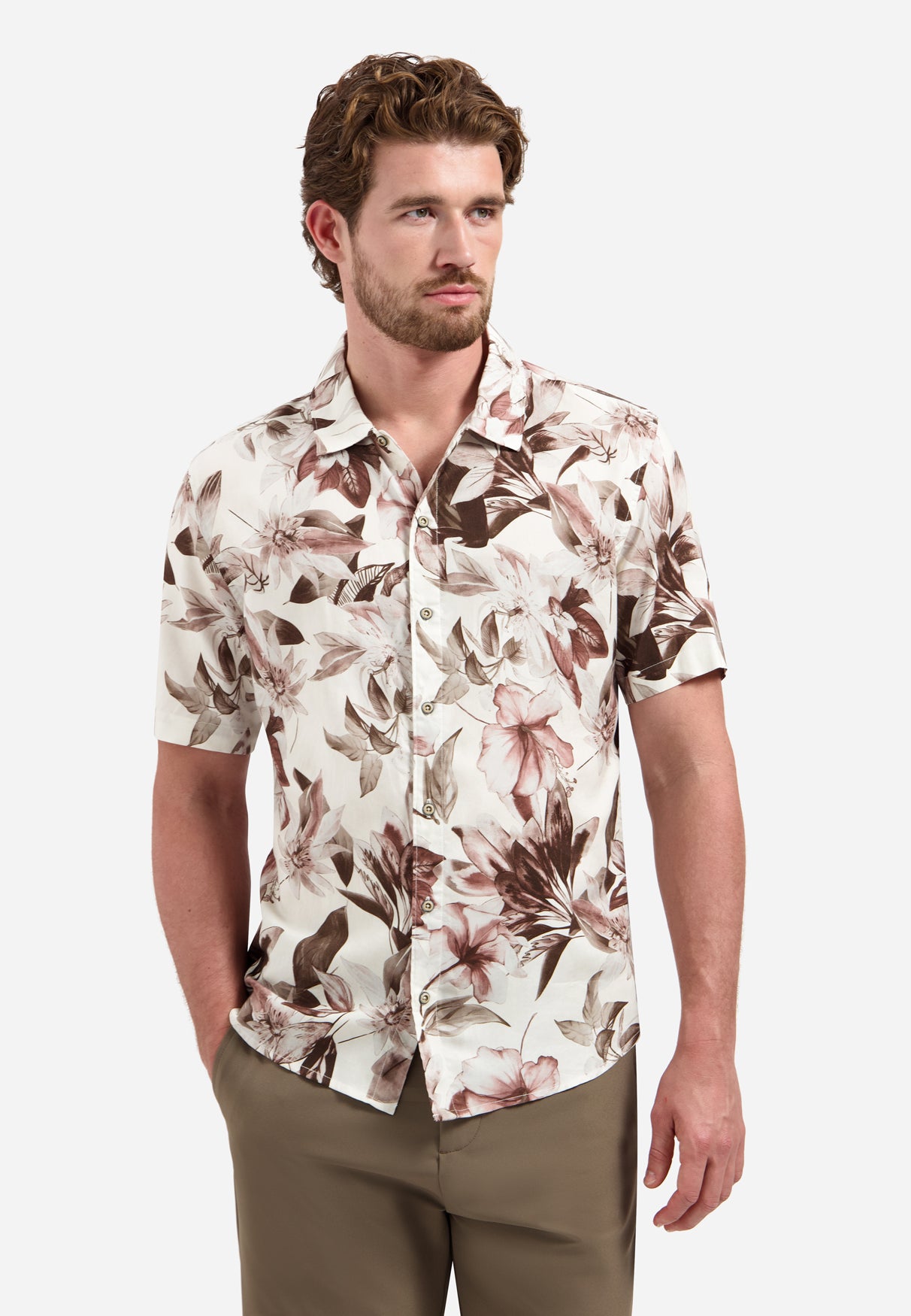 Hemd mit kurzen Ärmeln und Blumenprint | Coral