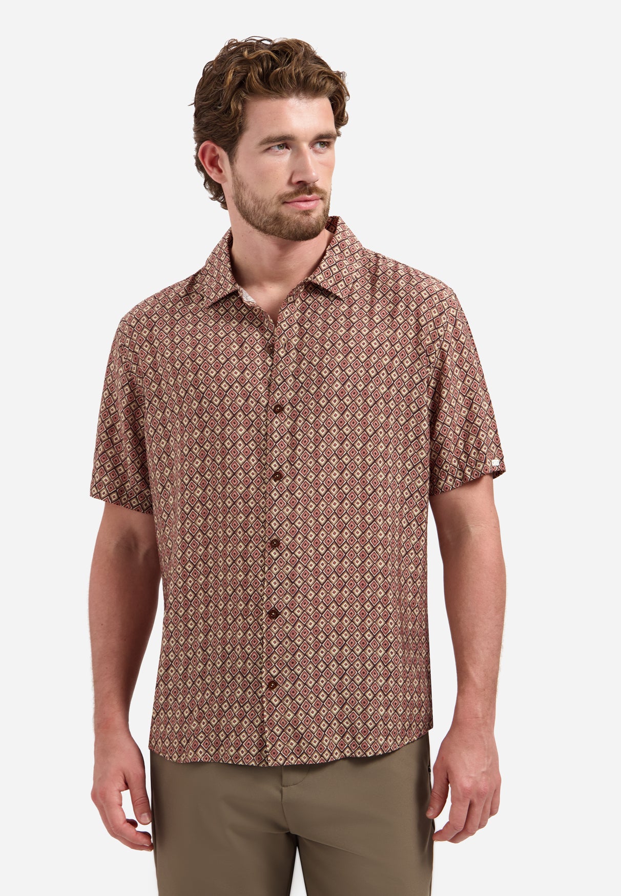 Kurzarm-Shirt mit Allover-Druck | Coral