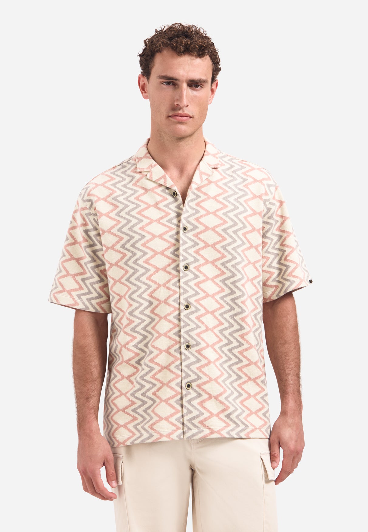 Kurzarm-Shirt mit Zickzack-Druck | Coral
