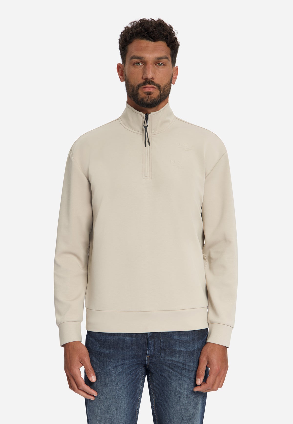 Sweatshirt mit Half-Zip | Cement