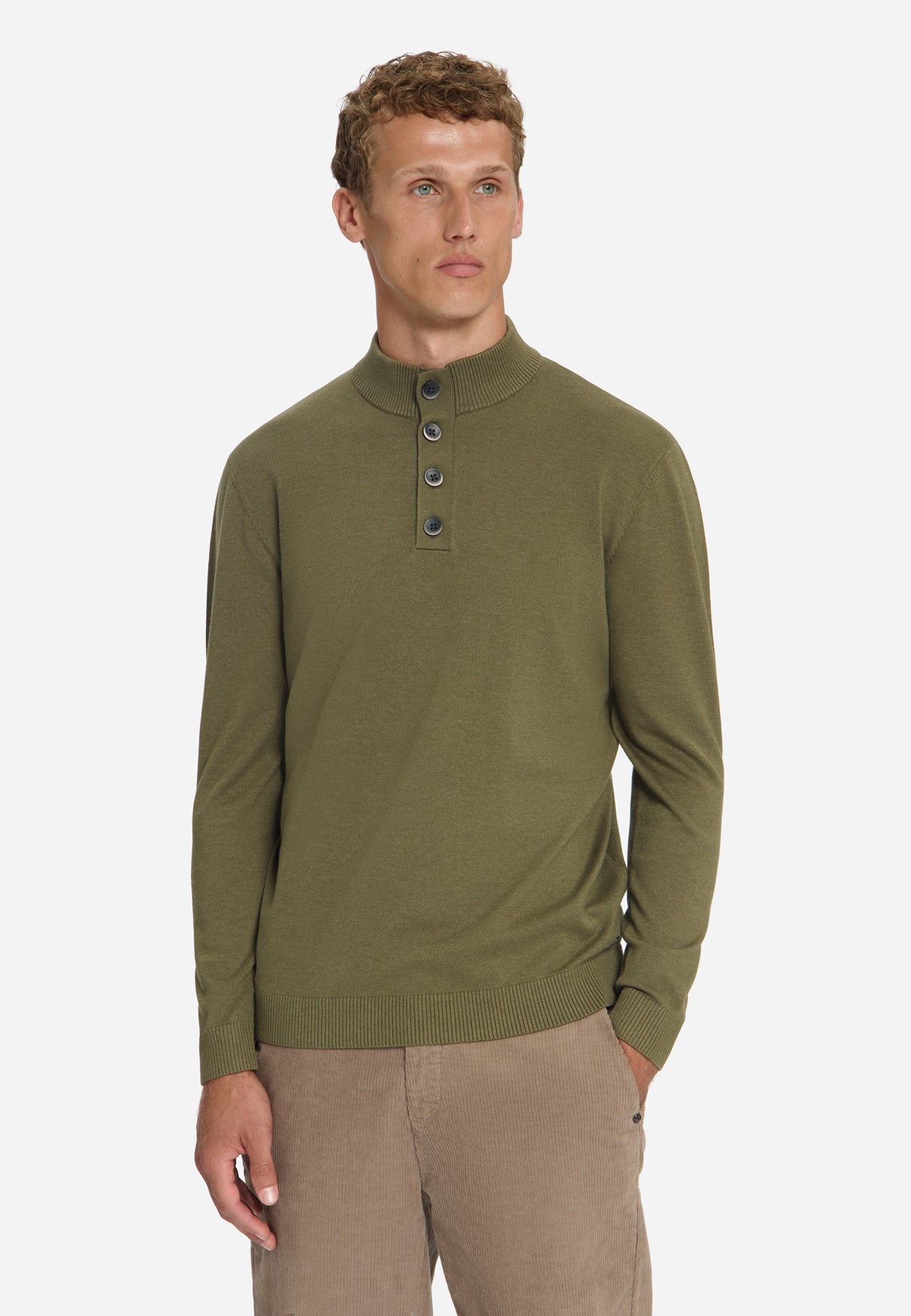 Pullover mit Knopfleiste | Moss