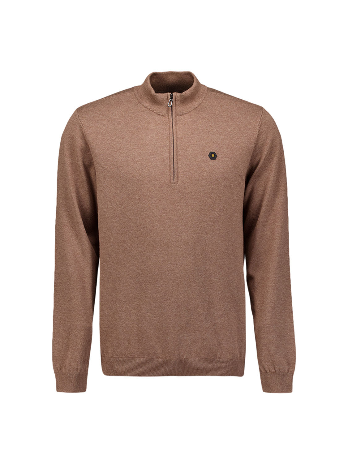 Melange Half-Zip Strickpullover | Light Brown