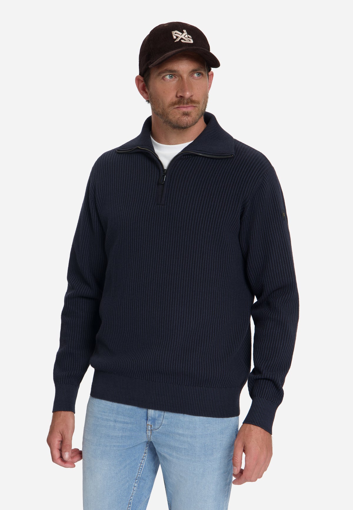 Gerippter Half-Zip-Pullover | Dark Night