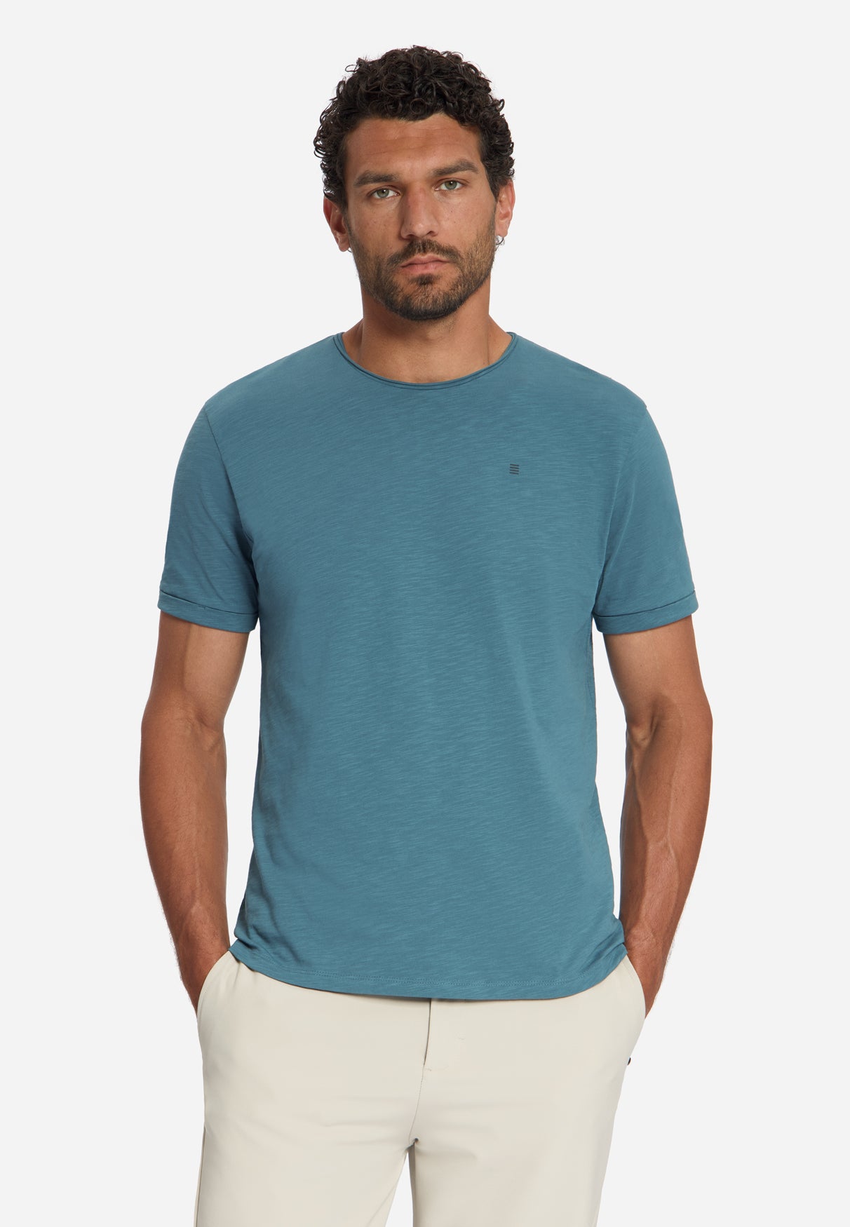 T-Shirt aus Baumwoll-Slub | shadow blue