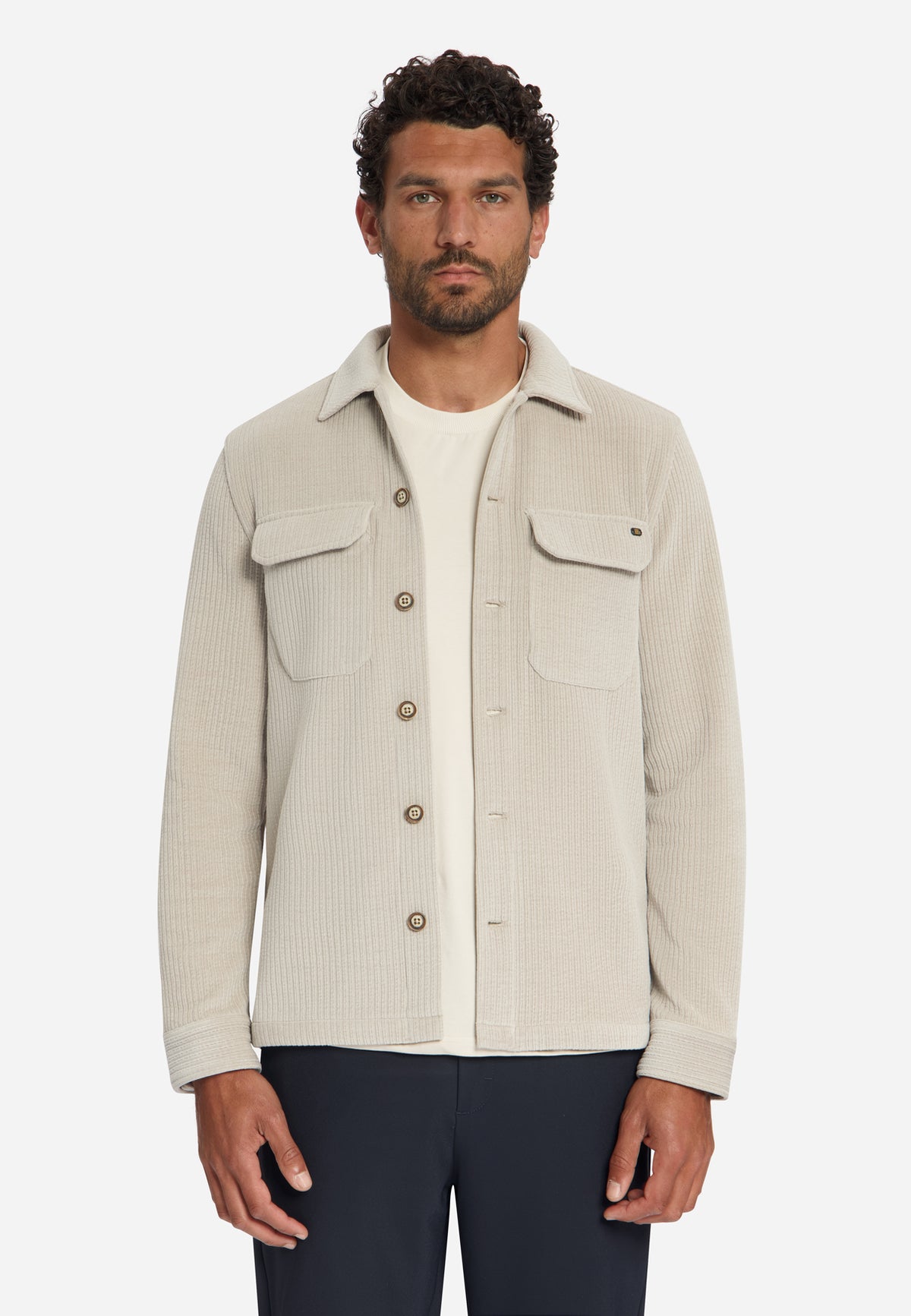 Stretch-Cord-Overshirt | Cement