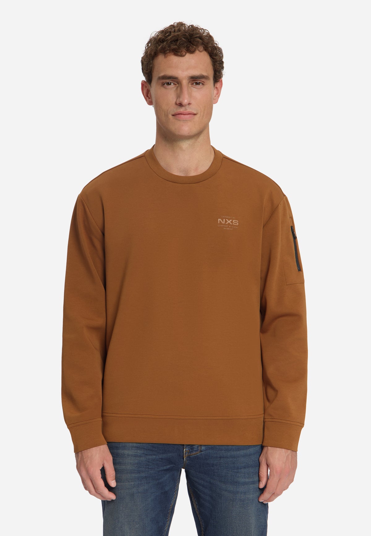 Sweatshirt mit Rundhalsausschnitt | Caramel