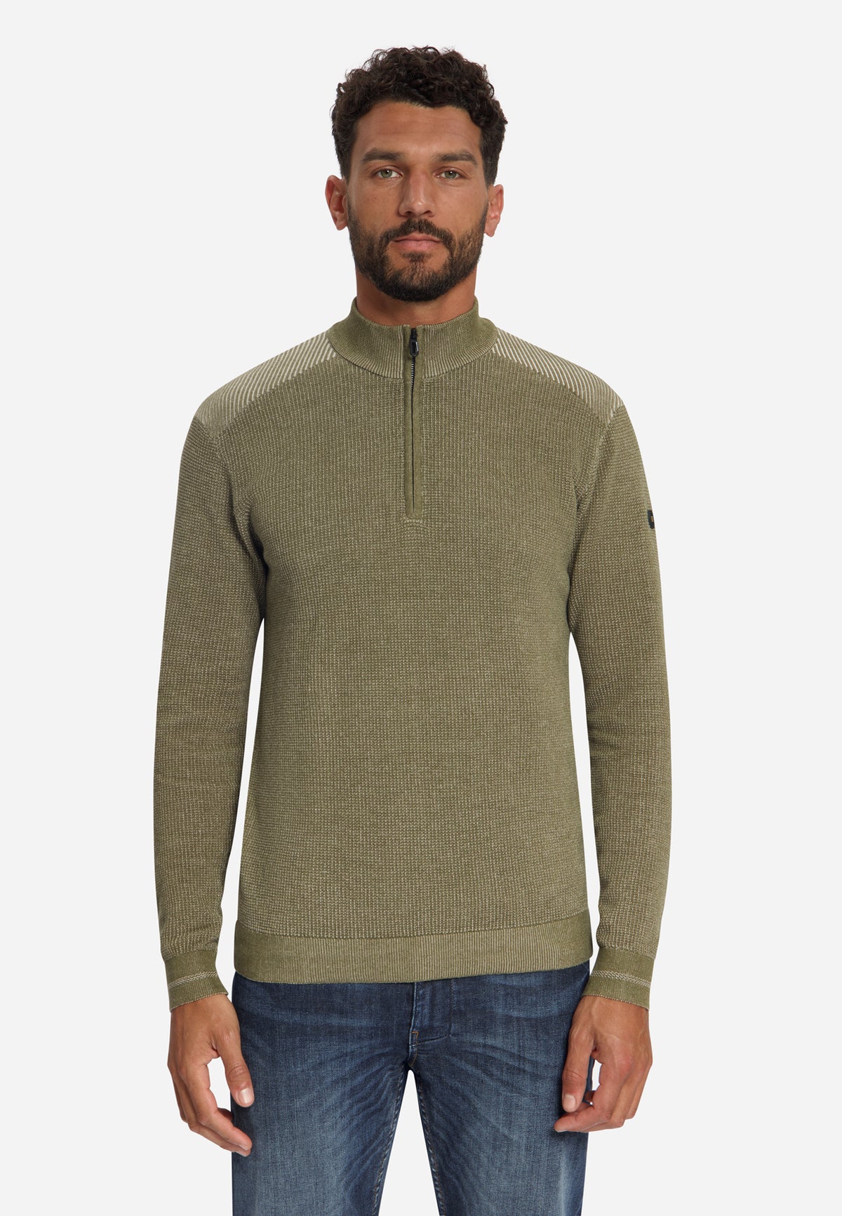 Plated Half-Zip-Pullover | Moss